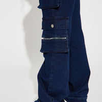 Out Of My Way Stretch Cargo Jean - Dark Wash