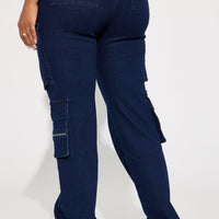 Out Of My Way Stretch Cargo Jean - Dark Wash