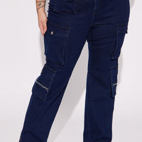 Out Of My Way Stretch Cargo Jean - Dark Wash