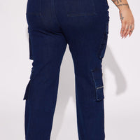 Out Of My Way Stretch Cargo Jean - Dark Wash