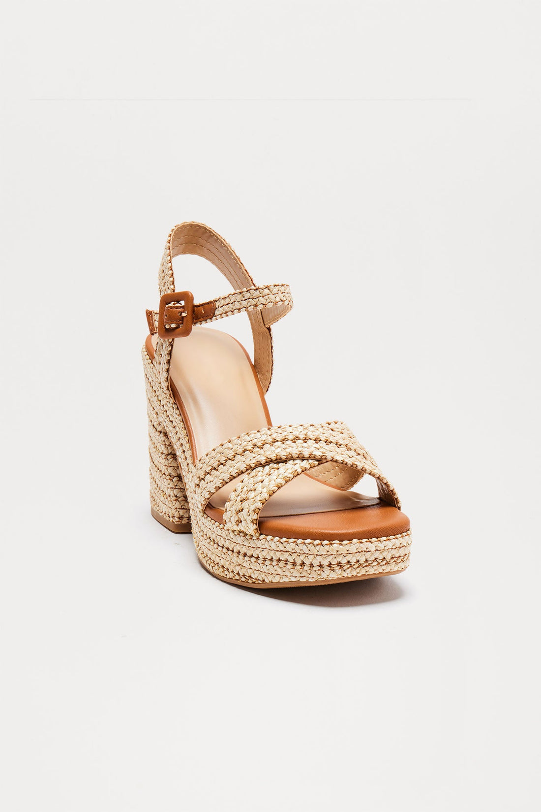 Beckett Raffia Heeled Sandals - Natural