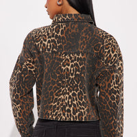 Alana Cheetah Denim Jacket - Brown/combo