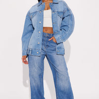 Maliyah Oversized Denim Jacket - Medium Wash