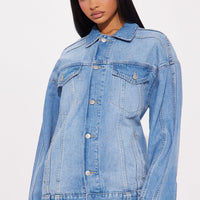 Maliyah Oversized Denim Jacket - Medium Wash