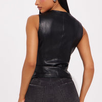 Nara Faux Leather Vest - Black