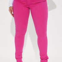 Classic Color High Waist Skinny Jeans - Raspberry