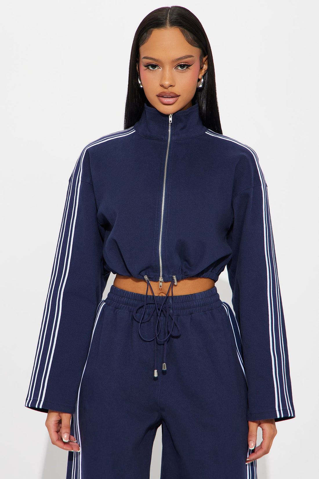 More For Me Cropped Jacket - Navy