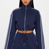 More For Me Cropped Jacket - Navy