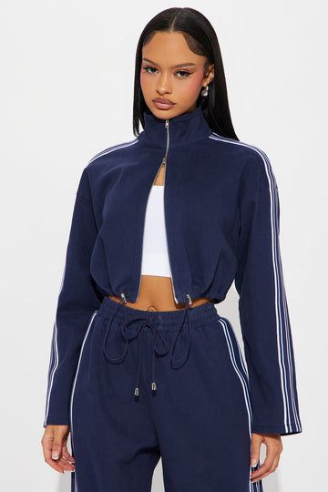 More For Me Cropped Jacket - Navy