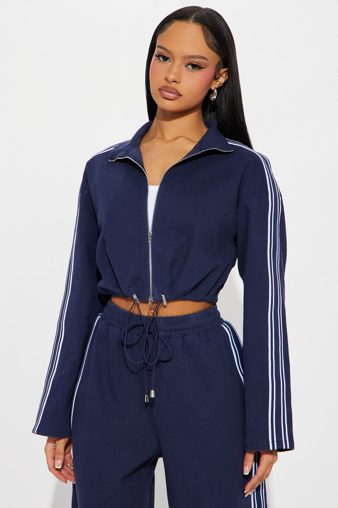 More For Me Cropped Jacket - Navy