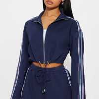 More For Me Cropped Jacket - Navy