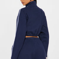 More For Me Cropped Jacket - Navy