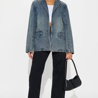Got Charisma Denim Blazer - Dark Wash