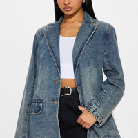 Got Charisma Denim Blazer - Dark Wash