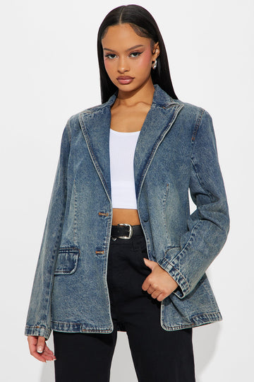 Got Charisma Denim Blazer - Dark Wash