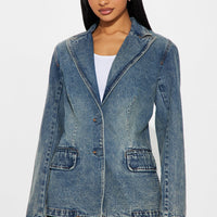 Got Charisma Denim Blazer - Dark Wash