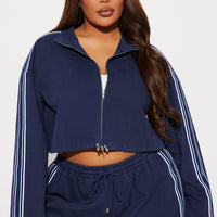 More For Me Cropped Jacket - Navy