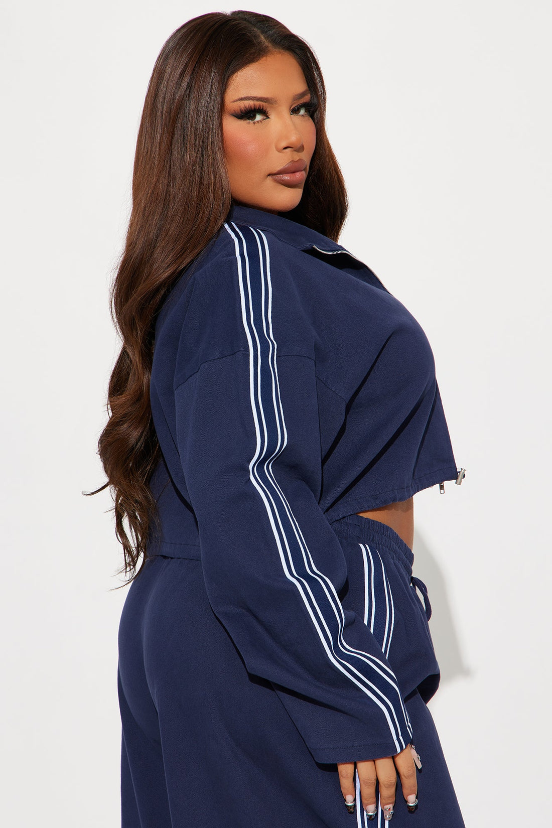 More For Me Cropped Jacket - Navy