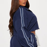 More For Me Cropped Jacket - Navy