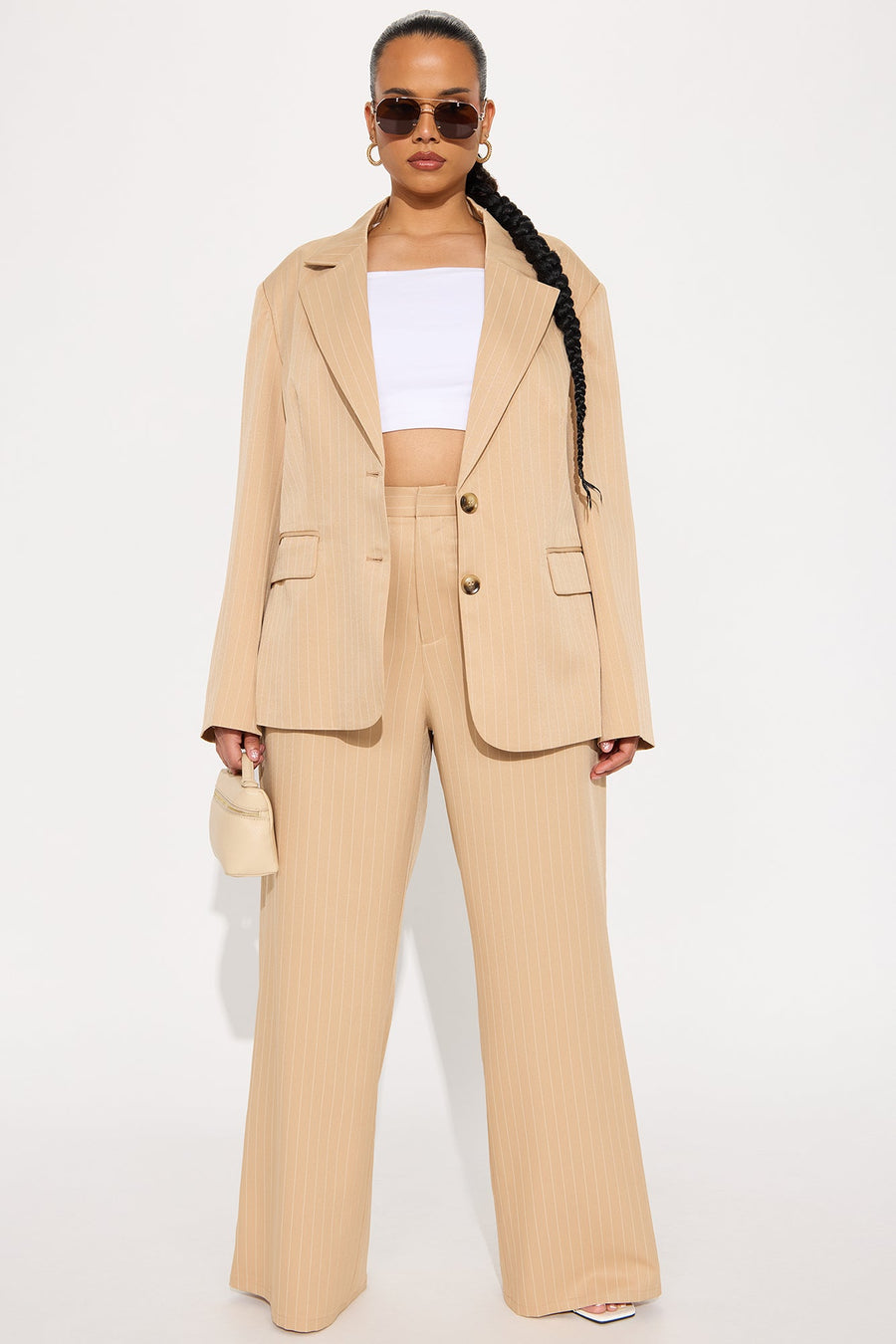Kelsey Pinstripe Blazer - Tan