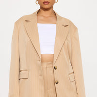 Kelsey Pinstripe Blazer - Tan