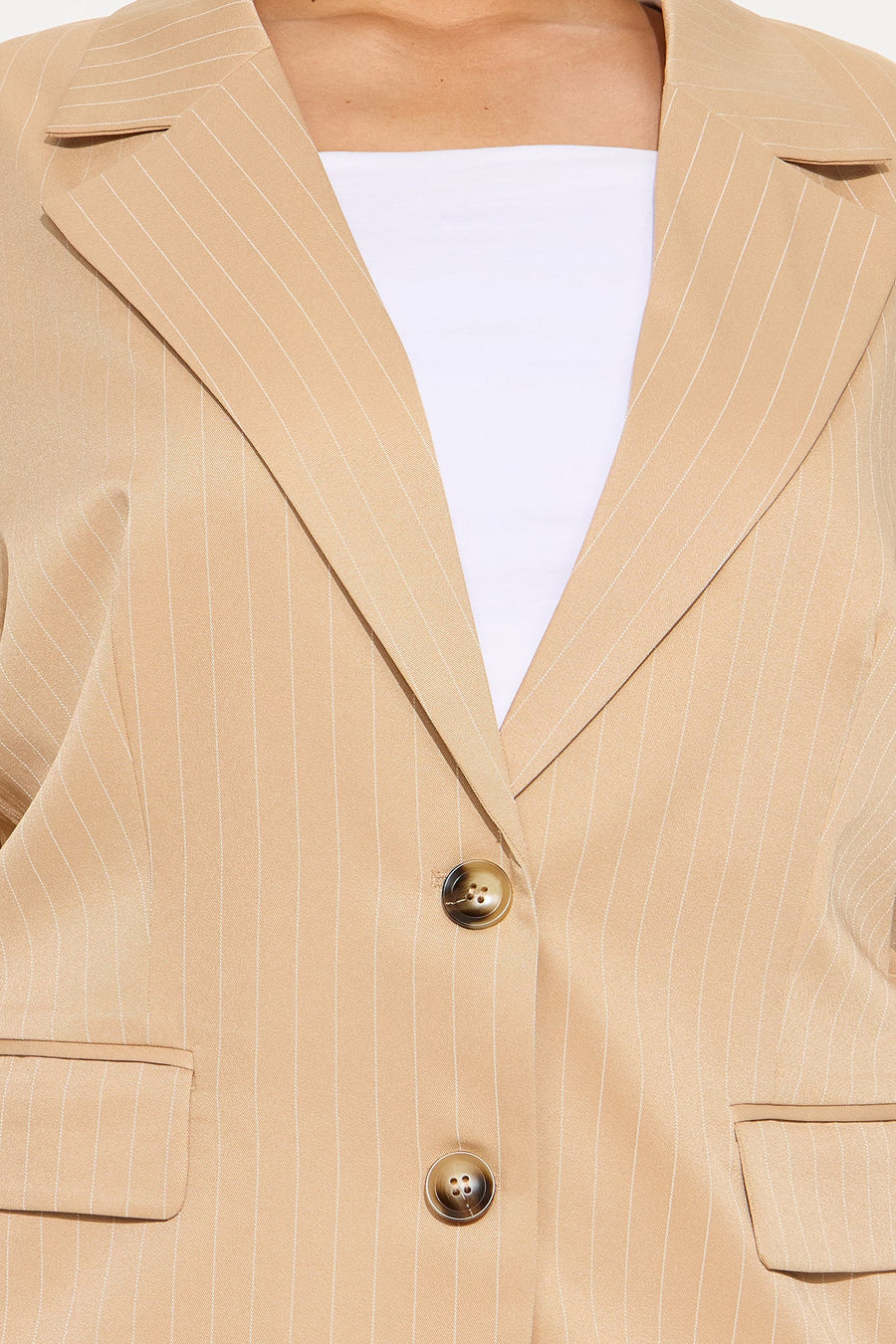 Kelsey Pinstripe Blazer - Tan