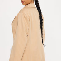 Kelsey Pinstripe Blazer - Tan