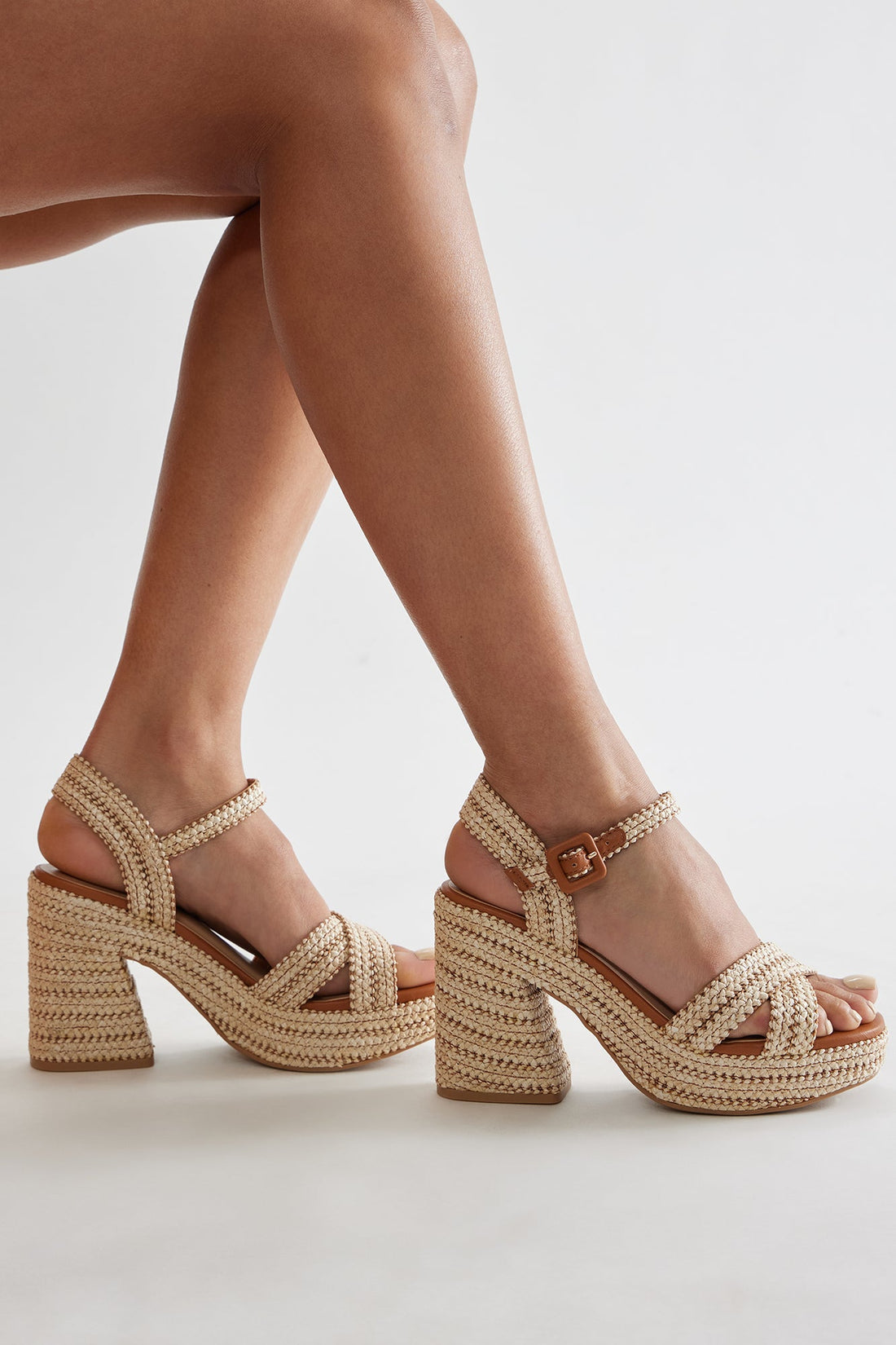 Beckett Raffia Heeled Sandals - Natural