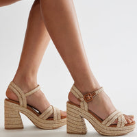 Beckett Raffia Heeled Sandals - Natural