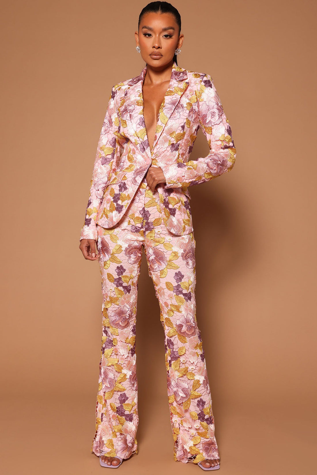 Lucille Embroidered Blazer - Pink/combo