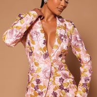 Lucille Embroidered Blazer - Pink/combo