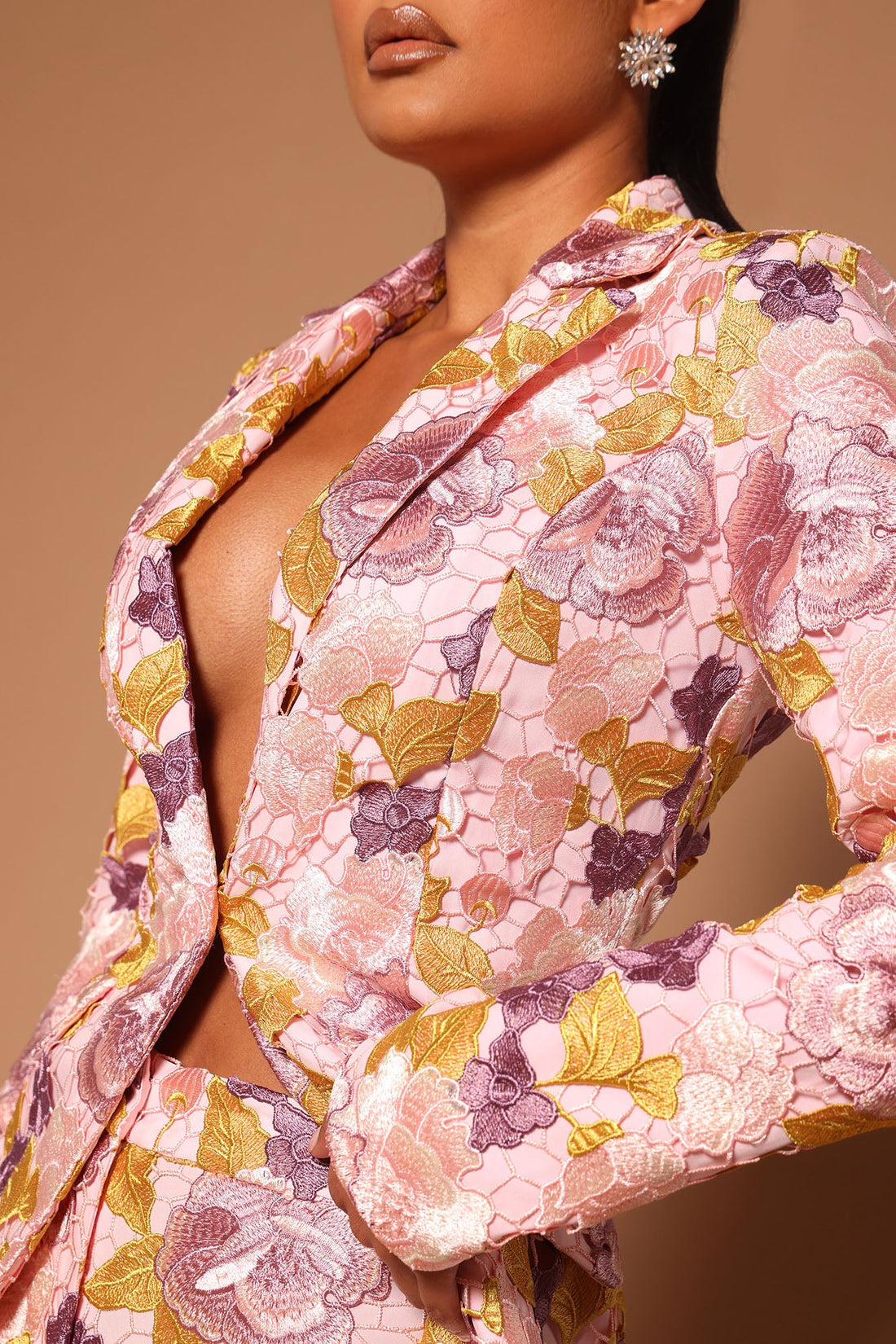Lucille Embroidered Blazer - Pink/combo