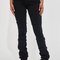 Tall See Me High Rise Stacked Straight Leg Jeans - Black