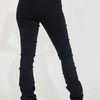 Tall See Me High Rise Stacked Straight Leg Jeans - Black