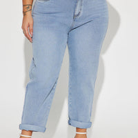So Far So Good Non Stretch Mom Jeans - Light Wash