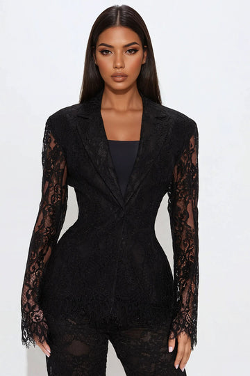 Make It Known Lace Blazer - Black