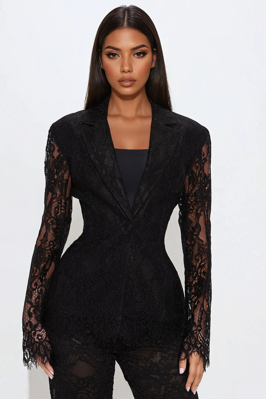 Make It Known Lace Blazer - Black
