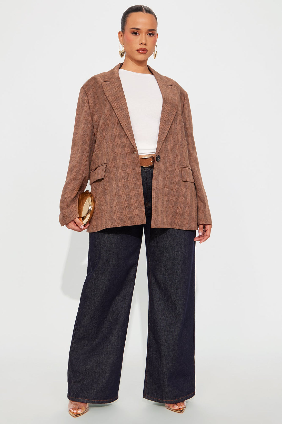 Kimberly Plaid Blazer - Brown/combo