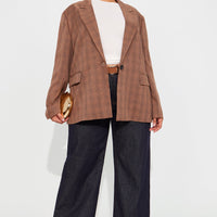 Kimberly Plaid Blazer - Brown/combo