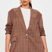 Kimberly Plaid Blazer - Brown/combo