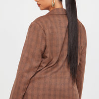 Kimberly Plaid Blazer - Brown/combo