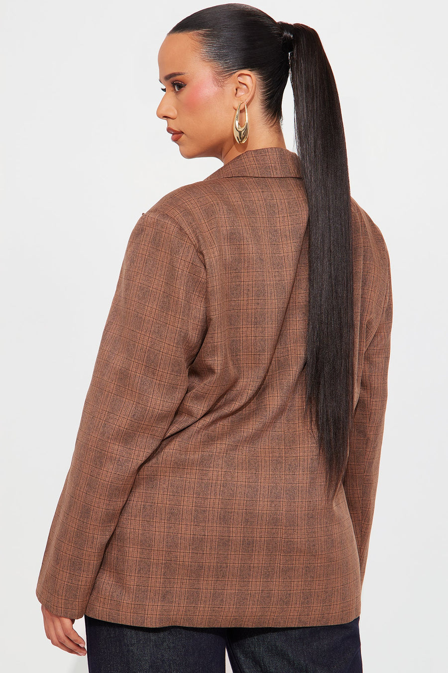 Kimberly Plaid Blazer - Brown/combo