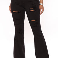 Money Moves Stretch Flare Jeans - Black