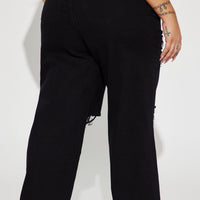 Whatever You Say Ripped Wide Leg Jean - Black