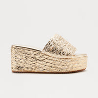 Amby Jute Platform Wedges - Gold