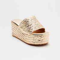 Amby Jute Platform Wedges - Gold