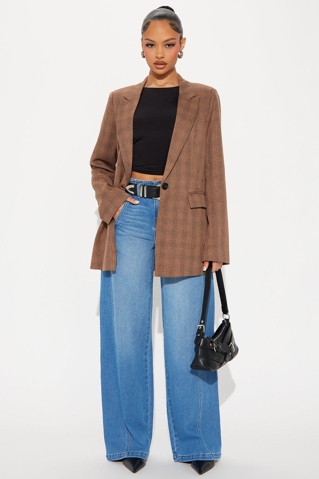 Kimberly Plaid Blazer - Brown/combo