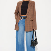 Kimberly Plaid Blazer - Brown/combo