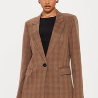 Kimberly Plaid Blazer - Brown/combo