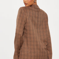 Kimberly Plaid Blazer - Brown/combo